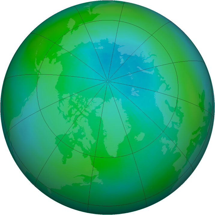 Arctic ozone map for September 1990